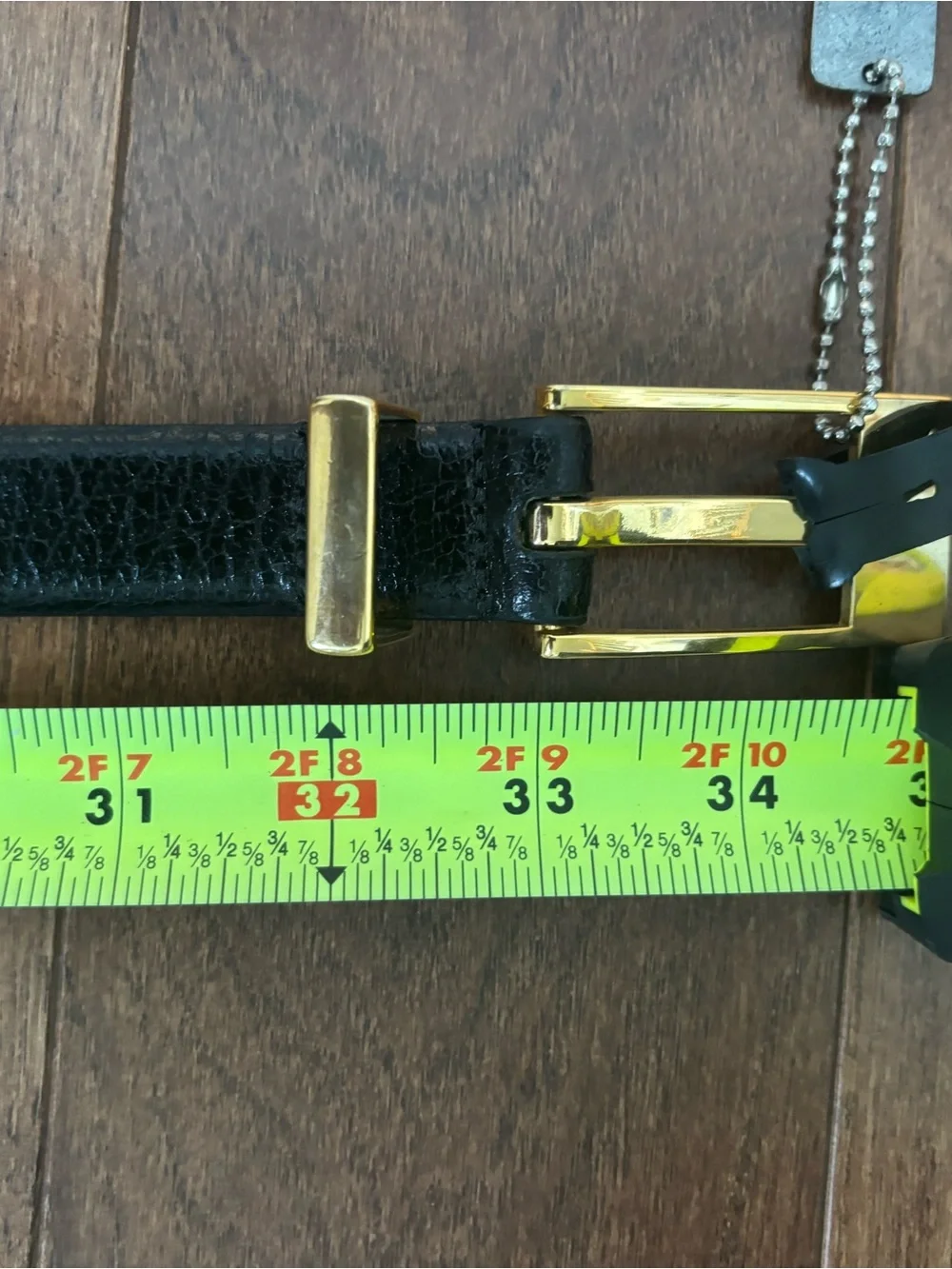 WCM Black Leather Belt with Gold Buckle